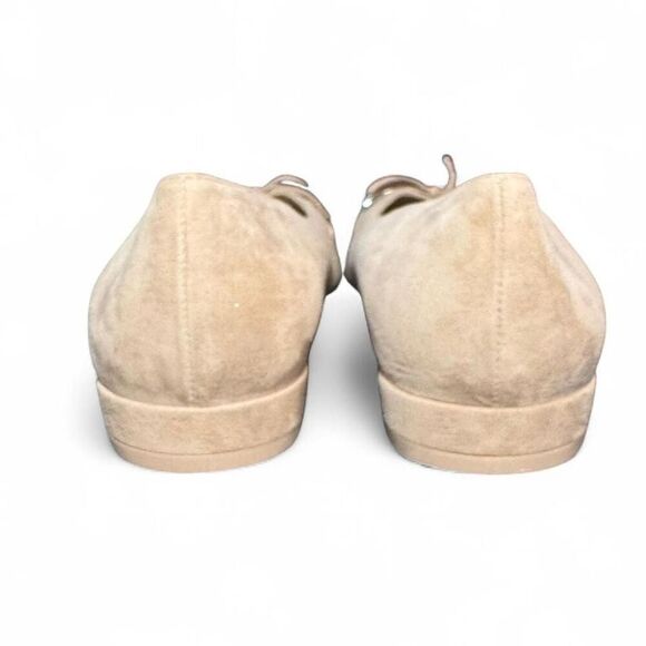 Stuart Weitzman Women’s Sleek Metallic Cap Nude Suede Toe Bow Ballet Flat 10.5 - Picture 5 of 8